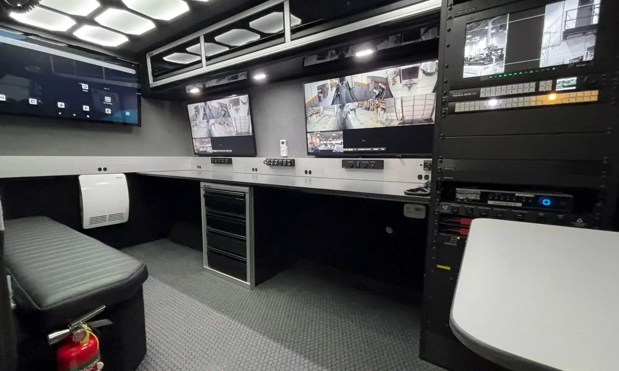 Interior shot of the mobile command vehicle for FIFA 2026.