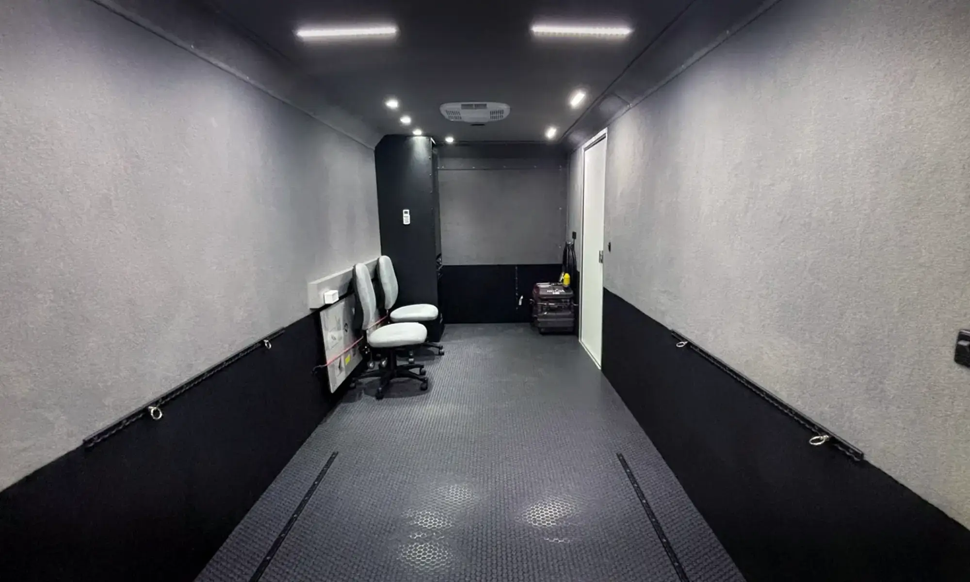 Interior shot of the support command trailer for FIFA 2026.