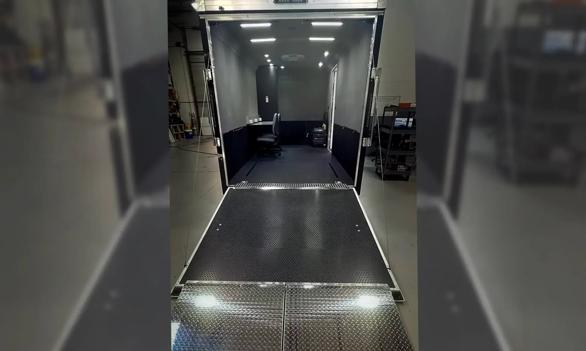 Interior shot of the support command trailer for FIFA 2026.