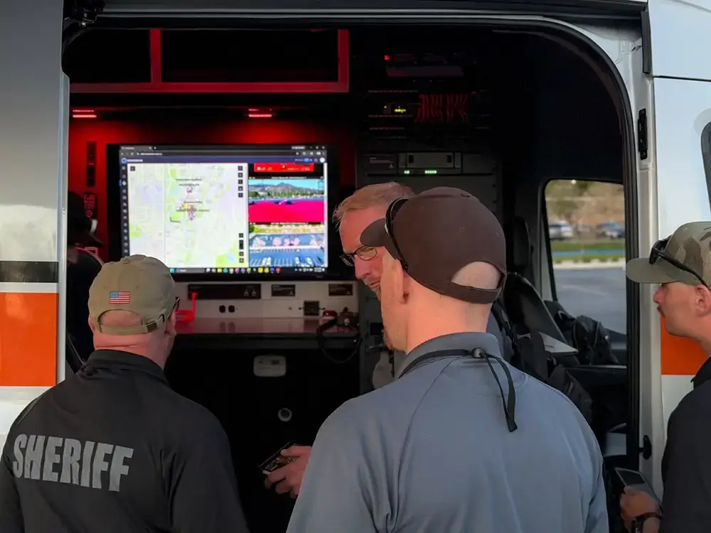 Sheriff department using a command vehicle