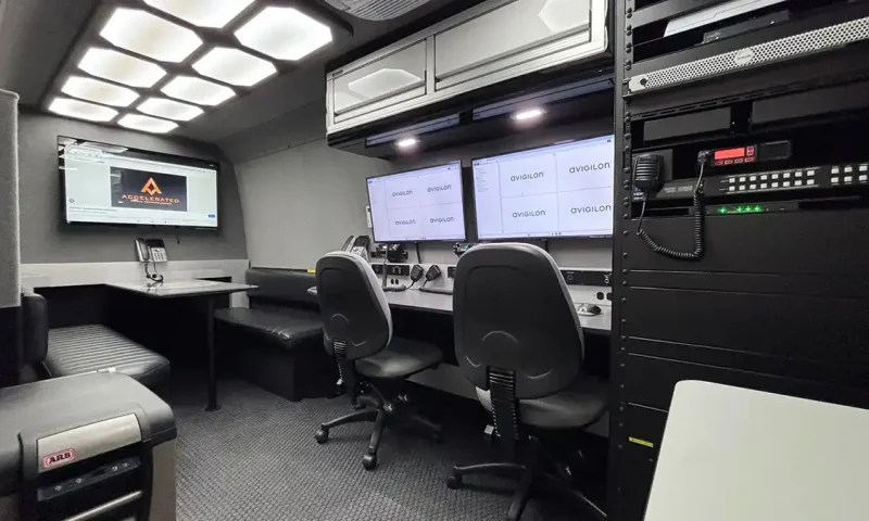 The interior of the Sunny Isles Beach PD's new command vehicle showcasing the dual BVLOS flight stations supporting coordinated UAS operations